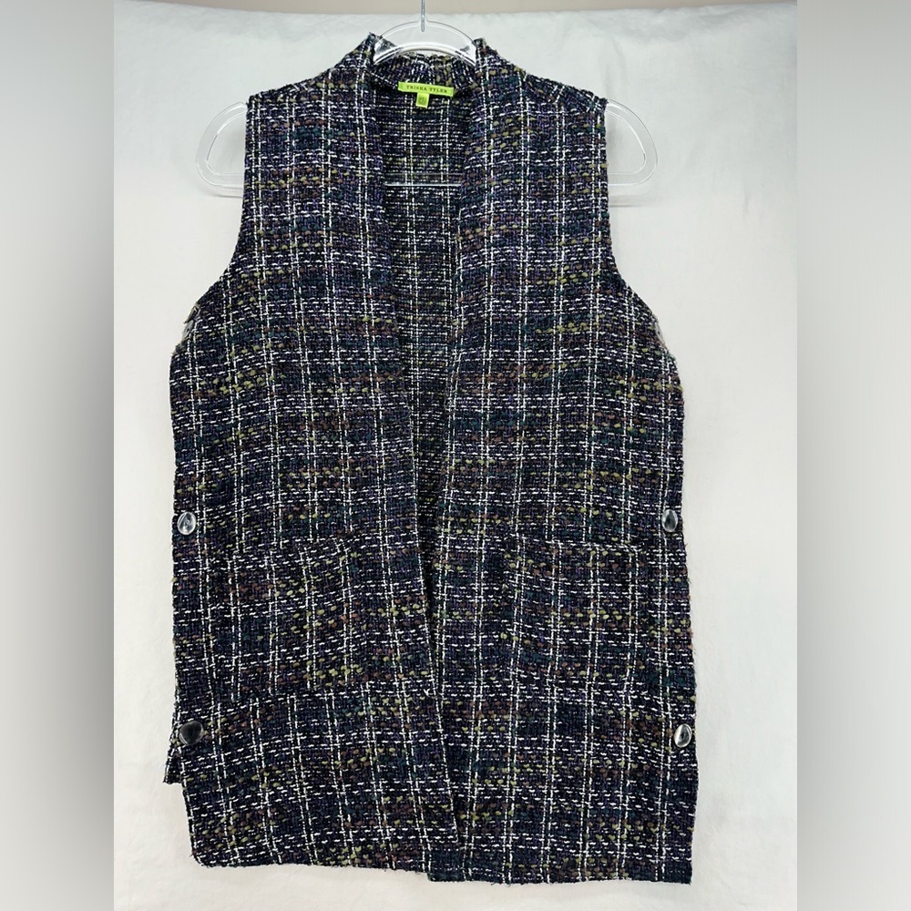 Trisha Tyler Tweed Vest Button Side Accent Womens Size‎ Large Petite